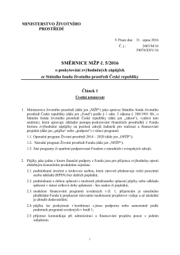 Směrnice MŽP č. 5/2016 - zápůjčky SFŽP
