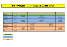 HK IVANČICE - rozvrh tréninků 2016-2017