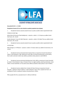 Komuniké DK LFA 1. 9. 2016 Disciplinární komise LFA na svém