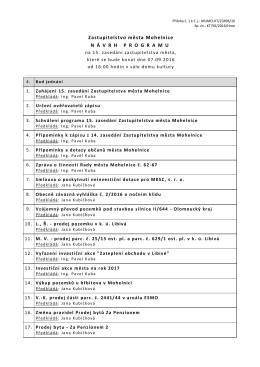 Návrh programu na 15. zasedání Zastupitelstva města Mohelnice