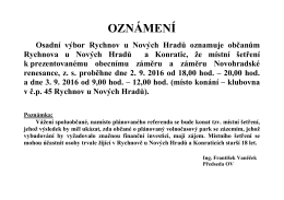 Oznámení místní šetření - Rychnov u Nových Hradů