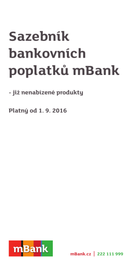 Sazebník již nenabízených produktů platný od 1. 9. 2016