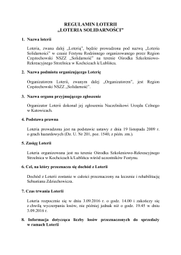 regulamin loterii - Region Częstochowski NSZZ "Solidarność"
