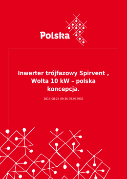 Inwerter trójfazowy Spirvent , Wolta 10 kW – polska koncepcja.
