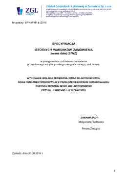 Specyfikacja - ZGL w Zamościu Sp. z o.o.