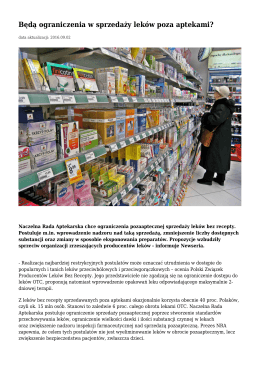 Będą ograniczenia w sprzedaży leków poza aptekami?