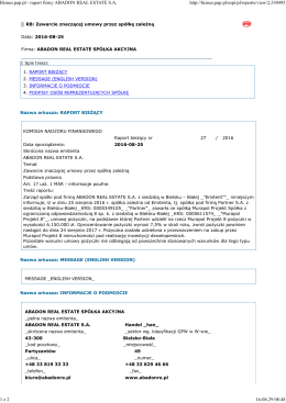 Biznes.pap.pl - raport firmy ABADON REAL ESTATE S.A. http