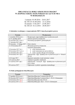 Terminarz 2016/2017 - Zespół Szkół Ogólnokształcących nr 6 w