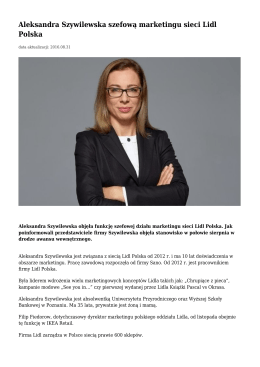 Aleksandra Szywilewska szefową marketingu sieci Lidl Polska