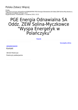 PGE Energia Odnawialna SA Oddz. ZEW Solina