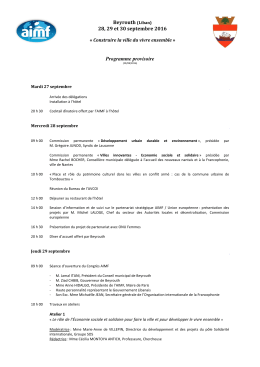 Programme provisoire - Association internationale des Maires