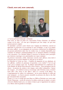 Claude, mon ami, mon camarade - Association France Palestine