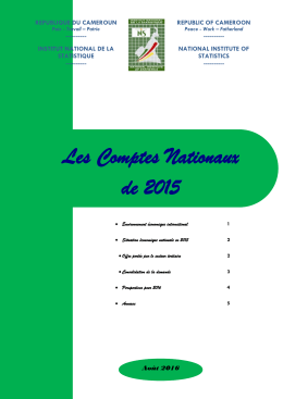 Les Comptes Nationaux de 2015 - Institut National de la Statistique
