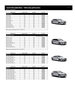 Liste des prix de base des modèles Mercedes-Benz