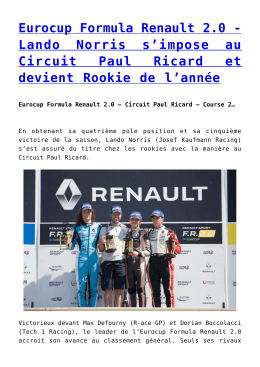 Eurocup Formula Renault 2.0 - Lando Norris s`impose au Circuit