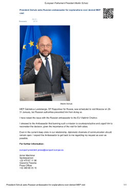 Le Président Schulz demande des explications à l