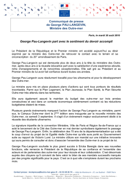 Communiqué de presse de George PAU - Les Outre-Mer