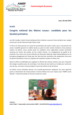 (écoles) primaires - Association des Maires Ruraux de France