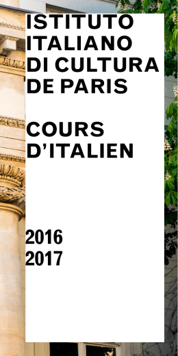 istituto italiano di cultura de paris cours d`italien 2016 2017
