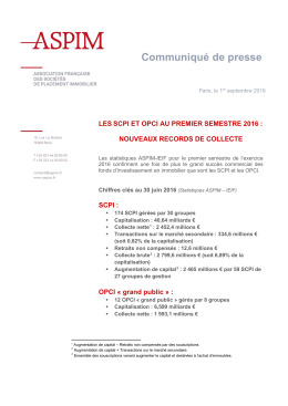 Communiqué de presse - ASPIM - Association française des