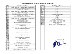 PLANNING DE LA SAISON SPORTIVE 2016-2017