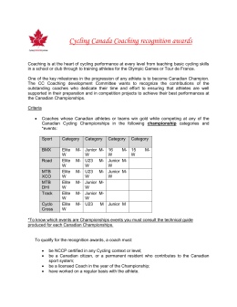 Cycling Canada Coaching recognition awards