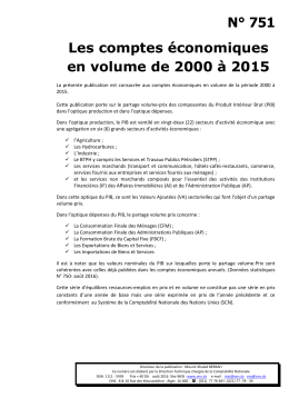3. Les Comptes Economiques En Volume de 2000 à 2015
