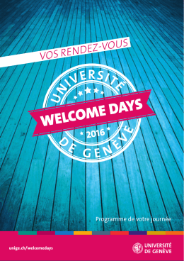 Le programme des Welcome Days 2016 en PDF