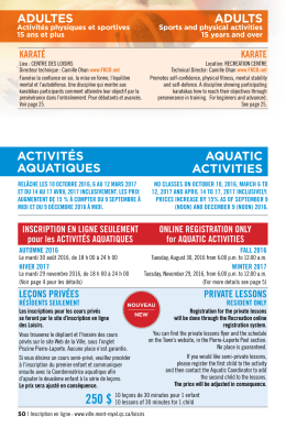 programmes aquatiques - Ville de Mont