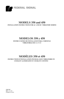 MODELS 350 and 450 MODÈLES 350 et 450