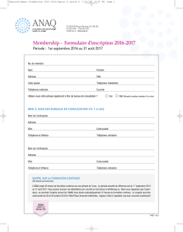 Membership – Formulaire d`inscription 2016-2017