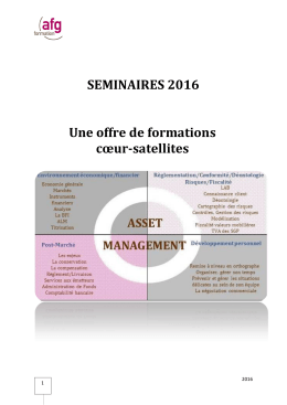 SEMINAIRES 2016 Une offre de formations cœur-satellites