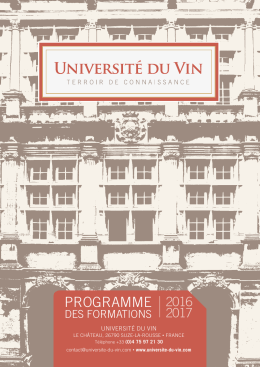 PROGRAMME - Université du Vin
