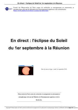 En direct : l`éclipse du Soleil du 1er septembre à la Réunion