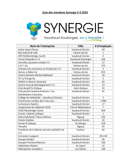 Liste des membres Synergie V-S 2016 Nom de l`entreprise Ville # d