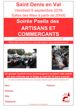 Saint Denis en Val Soirée Paella des ARTISANS ET COMMERCANTS