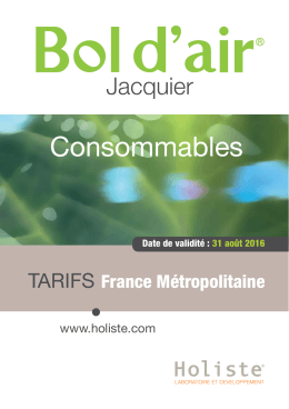 Tarifs Consommables - 31 aout 2016