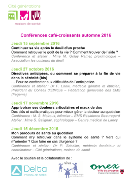 Conférences café-croissants automne 2016