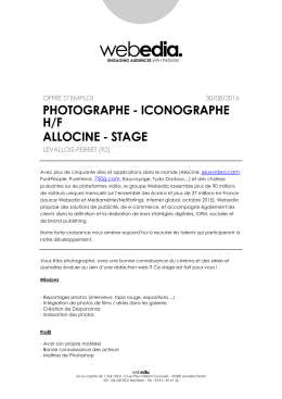 photographe - iconographe h/f allocine - stage