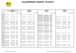 Calendriers Seniors 2016-2017