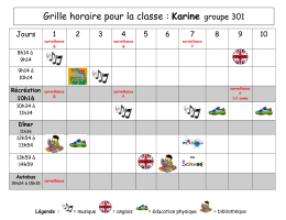 Grille horaire pour la classe : Karine groupe 301