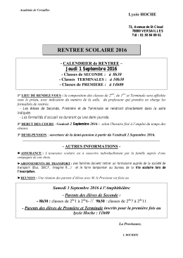 rentree scolaire 2016 - Lycée Hoche