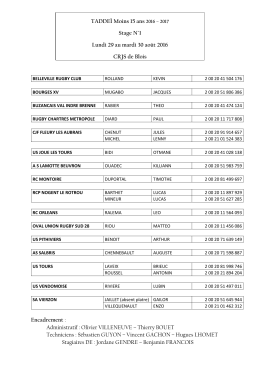 Liste moins de 15 ans stage