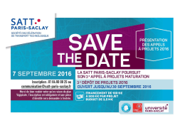 7 septembre 2016 - SATT Paris Saclay