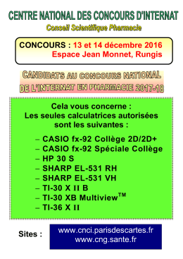CONCOURS : 13 et 14 décembre 2016 Espace Jean Monnet