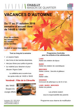 VACANCES D`AUTOMNE - animation