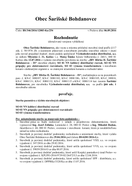 Rozhodnutie - povolenie stavby IBV Hôrka