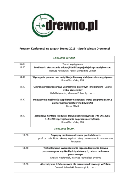 Program konferencji Strefa Wiedzy - Drewno.pl