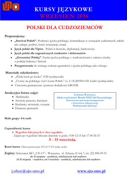 Polski dla cudzoziemców - "UNO": angielski warszawa