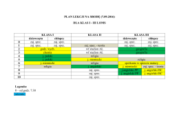 PLAN LEKCJI NA SRODĘ (7.09.2016) DLA KLAS I